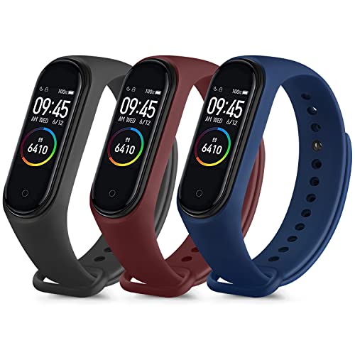 Yisica Armband für Xiaomi Mi Band 4 / Xiaomi Mi Band 3, Ersatzbänder Silikon Sport Wasserdicht für Xiaomi Mi Band 4 / Mi Band 3 (Schwarz/Navy blau/Weinrot, Einheitsgröße) von Yisica