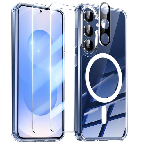 YisrLery 5-in-1 Kompatibel mit Samsung Galaxy S25 5G Hülle für Mag Safe mit 2 Stück Schutzfolie und 1 Stück Kameraschutz Militärnorm Schutz Stoßfest TPU Bumper Magnetische Hülle - Klar YisrLery 5-in-1 Kompatibel mit Samsung Galaxy S25 5G Hülle für Mag Safe mit 2 Stück Schutzfolie und 1 Stück Kameraschutz Militärnorm Schutz Stoßfest TPU Bumper Magnetische Hülle - Klar von YisrLery