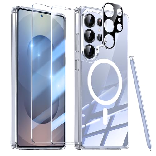 YisrLery 5-in-1 Kompatibel mit Samsung Galaxy S25 Ultra 5G Hülle für Mag Safe mit 2 Stück Schutzfolie und 1 Stück Kameraschutz Militärnorm Schutz Stoßfest TPU Bumper Magnetische Hülle - Klar YisrLery 5-in-1 Kompatibel mit Samsung Galaxy S25 Ultra 5G Hülle für Mag Safe mit 2 Stück Schutzfolie und 1 Stück Kameraschutz Militärnorm Schutz Stoßfest TPU Bumper Magnetische Hülle - Klar von YisrLery