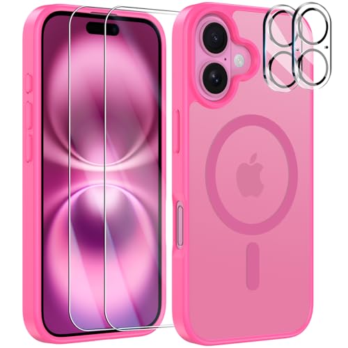 YisrLery 5-in-1 Kompatibel mit iPhone 16 Hülle für Mag Safe mit 2 Stück Schutzfolie und 2 Stück Kameraschutz Militärnorm Schutz, PC Kratzresistente Rückseite Magnetische Hülle 6.1- Leuchtend Rosa YisrLery 5-in-1 Kompatibel mit iPhone 16 Hülle für Mag Safe mit 2 Stück Schutzfolie und 2 Stück Kameraschutz Militärnorm Schutz, PC Kratzresistente Rückseite Magnetische Hülle 6.1- Leuchtend Rosa von YisrLery