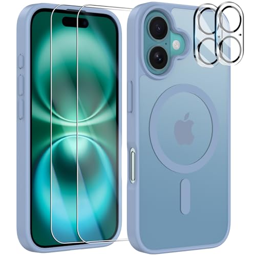 YisrLery 5-in-1 Kompatibel mit iPhone 16 Hülle für Mag Safe mit 2 Stück Schutzfolie und 2 Stück Kameraschutz Militärnorm Schutz, PC Kratzresistente Rückseite Stoßfest Magnetische Hülle 6.1- Hellblau YisrLery 5-in-1 Kompatibel mit iPhone 16 Hülle für Mag Safe mit 2 Stück Schutzfolie und 2 Stück Kameraschutz Militärnorm Schutz, PC Kratzresistente Rückseite Stoßfest Magnetische Hülle 6.1- Hellblau von YisrLery