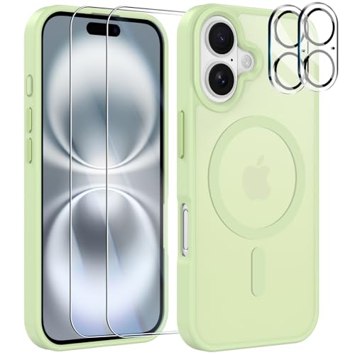 YisrLery 5-in-1 Kompatibel mit iPhone 16 Hülle für Mag Safe mit 2 Stück Schutzfolie und 2 Stück Kameraschutz Militärnorm Schutz, PC Kratzresistente Rückseite Stoßfest Magnetische Hülle 6.1- Mintgrün YisrLery 5-in-1 Kompatibel mit iPhone 16 Hülle für Mag Safe mit 2 Stück Schutzfolie und 2 Stück Kameraschutz Militärnorm Schutz, PC Kratzresistente Rückseite Stoßfest Magnetische Hülle 6.1- Mintgrün von YisrLery