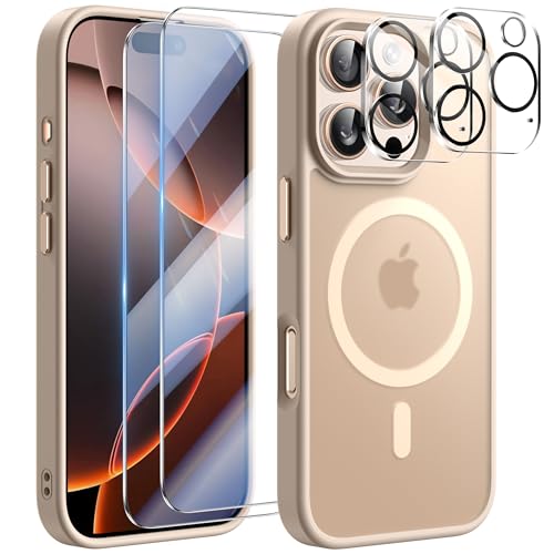 YisrLery 5-in-1 Kompatibel mit iPhone 16 Pro Hülle für Mag Safe mit 2 Stück Schutzfolie und 2 Stück Kameraschutz Militärnorm Schutz, PC Kratzresistente Magnetische Hülle 6.3- Titan Wüstensand YisrLery 5-in-1 Kompatibel mit iPhone 16 Pro Hülle für Mag Safe mit 2 Stück Schutzfolie und 2 Stück Kameraschutz Militärnorm Schutz, PC Kratzresistente Magnetische Hülle 6.3- Titan Wüstensand von YisrLery