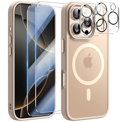 YisrLery 5-in-1 Kompatibel mit iPhone 16 Pro Max Hülle für Mag Safe mit 2 Stück Schutzfolie und 2 Stück Kameraschutz Militärnorm Schutz, PC Kratzresistente Magnetische Hülle 6.9- Titan Wüstensand YisrLery 5-in-1 Kompatibel mit iPhone 16 Pro Max Hülle für Mag Safe mit 2 Stück Schutzfolie und 2 Stück Kameraschutz Militärnorm Schutz, PC Kratzresistente Magnetische Hülle 6.9- Titan Wüstensand von YisrLery