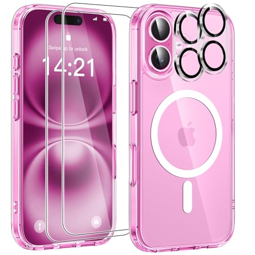 YisrLery 5-in-1 Kompatibel mit iPhone 16 Hülle für Mag Safe mit 2 Stück Schutzfolie und 2 Stück Kameraschutz Militärnorm Schutz, PC Kratzresistente Rückseite Stoßfest Magnetische Hülle 6.1- Klar YisrLery 5-in-1 Kompatibel mit iPhone 16 Hülle für Mag Safe mit 2 Stück Schutzfolie und 2 Stück Kameraschutz Militärnorm Schutz, PC Kratzresistente Rückseite Stoßfest Magnetische Hülle 6.1- Klar von YisrLery