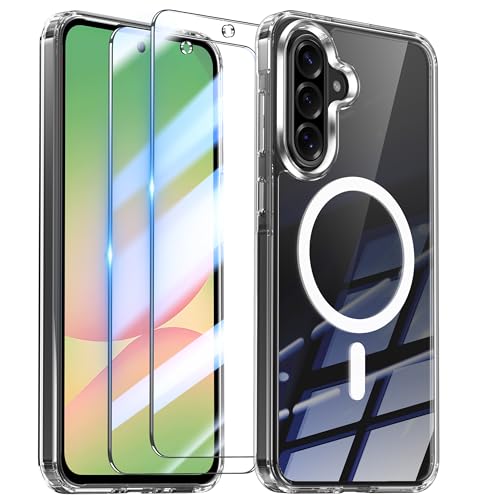 YisrLery 3-in-1 Kompatibel mit Samsung Galaxy A56 5G Hülle für Mag Safe mit 2 Stück Schutzfolie Militärnorm Schutz Stoßfest TPU Magnetische Hülle für Samsung A56 5G - Klar YisrLery 3-in-1 Kompatibel mit Samsung Galaxy A56 5G Hülle für Mag Safe mit 2 Stück Schutzfolie Militärnorm Schutz Stoßfest TPU Magnetische Hülle für Samsung A56 5G - Klar von YisrLery
