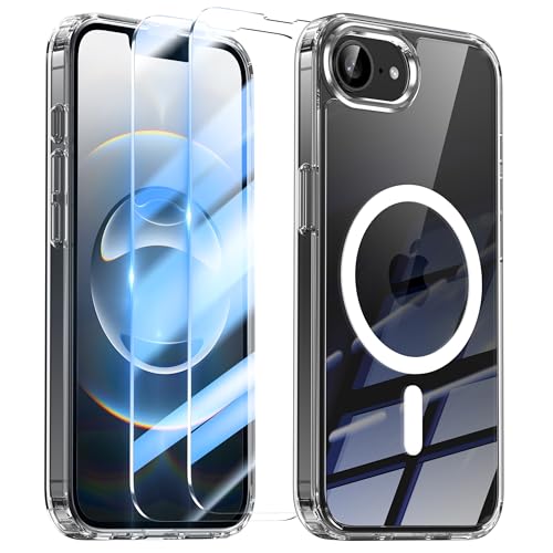 YisrLery 3-in-1 Kompatibel mit iPhone 16E Hülle für Mag Safe mit 2 Stück Schutzfolie Militärnorm Schutz, PC Kratzresistente Rückseite TPU Bumper Magnetische für iPhone 16e 2025 Hülle - Klar YisrLery 3-in-1 Kompatibel mit iPhone 16E Hülle für Mag Safe mit 2 Stück Schutzfolie Militärnorm Schutz, PC Kratzresistente Rückseite TPU Bumper Magnetische für iPhone 16e 2025 Hülle - Klar von YisrLery