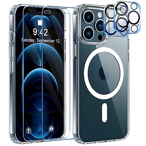 YisrLery 5-in-1 iPhone 12 Pro Hülle für MagSafe mit 2 Stück Panzerfolie und 2 Stück Kameraschutz Militärnorm Schutz, PC Kratzresistente Rückseite Stoßfest TPU Bumper Magnetische Hülle 6.1'' - Klar YisrLery 5-in-1 iPhone 12 Pro Hülle für MagSafe mit 2 Stück Panzerfolie und 2 Stück Kameraschutz Militärnorm Schutz, PC Kratzresistente Rückseite Stoßfest TPU Bumper Magnetische Hülle 6.1'' - Klar von YisrLery
