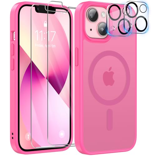 YisrLery 5-in-1 iPhone 13 Hülle für Mag Safe mit 2 Stück Schutzfolie und 2 Stück Kameraschutz Militärnorm Schutz, PC Kratzresistente Rückseite TPU Bumper Magnetische Hülle 6,1'' (Leuchtendes Rosa) YisrLery 5-in-1 iPhone 13 Hülle für Mag Safe mit 2 Stück Schutzfolie und 2 Stück Kameraschutz Militärnorm Schutz, PC Kratzresistente Rückseite TPU Bumper Magnetische Hülle 6,1'' (Leuchtendes Rosa) von YisrLery