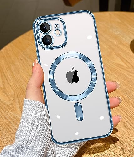 YisrLery Clear Magnetic für iPhone 11 Hülle [Kameraschutz Eingebaut] Weiche TPU Silikon Handyhülle mit Magsafe [Nackte iPhone Äußere] Kratzresistente Stoßfest Magnetische 6,1’’-Blau von YisrLery