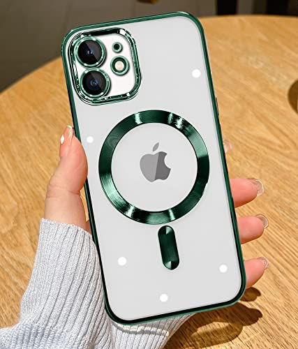 YisrLery Clear Magnetic für iPhone 11 Hülle [Kameraschutz Eingebaut] Weiche TPU Silikon Handyhülle mit Magsafe [Nackte iPhone Äußere] Kratzresistente Stoßfest Magnetische 6,1’’-Grün von YisrLery