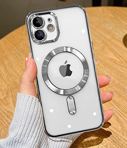 YisrLery Clear Magnetic für iPhone 11 Hülle [Kameraschutz Eingebaut] Weiche TPU Silikon Handyhülle mit Magsafe [Nackte iPhone Äußere] Kratzresistente Stoßfest Magnetische 6,1’’-Silber von YisrLery