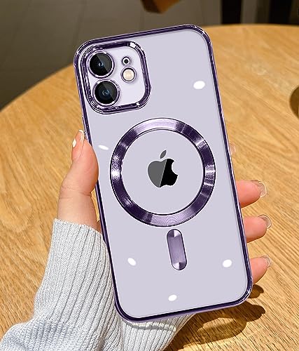YisrLery Clear Magnetic für iPhone 11 Hülle [Kameraschutz Eingebaut] Weiche TPU Silikon Handyhülle mit Magsafe [Nackte iPhone Äußere] Kratzresistente Stoßfest Magnetische 6,1’’-Violett von YisrLery