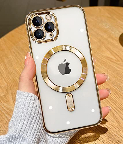 YisrLery Clear Magnetic für iPhone 11 Pro Hülle [Kameraschutz Eingebaut] Weiche TPU Silikon Handyhülle mit Magsafe [Nackte iPhone Äußere] Kratzresistente Stoßfest Magnetische 5,8’’-Gold von YisrLery