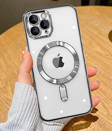 YisrLery Clear Magnetic für iPhone 11 Pro Hülle [Kameraschutz Eingebaut] Weiche TPU Silikon Handyhülle mit Magsafe [Nackte iPhone Äußere] Kratzresistente Stoßfest Magnetische 5,8’’-Silber von YisrLery