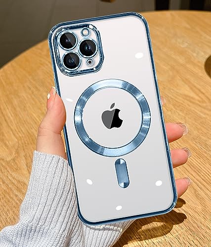 YisrLery Clear Magnetic für iPhone 11 Pro Max Hülle [Kameraschutz Eingebaut] Weiche TPU Silikon Handyhülle mit Magsafe [Nackte iPhone Äußere] Kratzresistente Stoßfest Magnetische 6,5’’-Blau von YisrLery