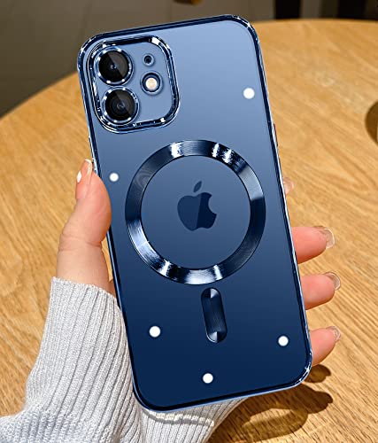 YisrLery Clear Magnetic für iPhone 12 Hülle [Kameraschutz Eingebaut] Weiche TPU Silikon Handyhülle mit Mag Safe [Nackte iPhone Äußere] Kratzresistente Stoßfest Magnetische 6,1’’- Blau von YisrLery
