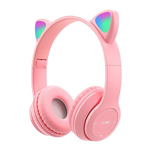 Yissone Bluetooth 5.0 Wireless Kopfhörer Over-Ear-Kopfhörer Faltbar Katzenohren Spiel Headset mit LED Licht von Yissone