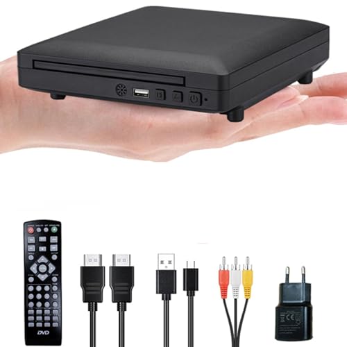 Yissone Mini DVD Player für TV 1080P Unterstützt All Region Free DVD CD Player mit HDMI/AV Ausgang USB Eingang von Yissone