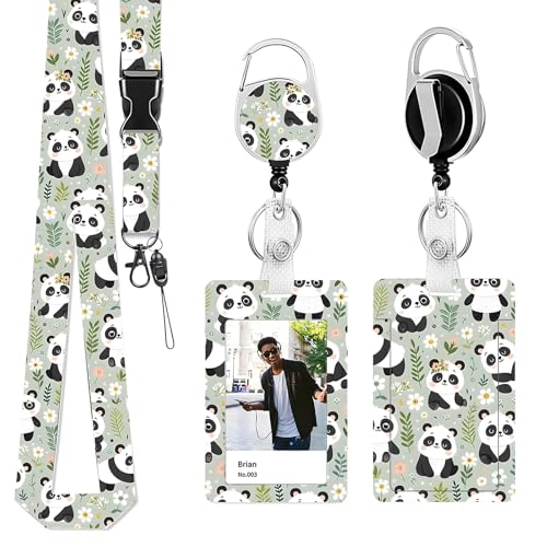 Yistoi Ausweishülle mit Band, Ausziehbarer Schlüsselanhänger Badge Holder, abnehmbarem Lanyard mit ID Kartenhalter Set für Lehrer, Ärzte und Studenten, Fahrkartenhülle Kinder (Panda Form) Yistoi Ausweishülle mit Band, Ausziehbarer Schlüsselanhänger Badge Holder, abnehmbarem Lanyard mit ID Kartenhalter Set für Lehrer, Ärzte und Studenten, Fahrkartenhülle Kinder (Panda Form) von Yistoi