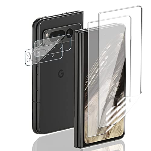Yiunssy [2+2 Stück Schutzfolie für Google Pixel Fold und Google Pixel Fold Kamera Panzer Schutz Glas,Blasenfreie Weich/Anti- Kratzer/HD TPU Displayschutz/Kamera Schutzglas für Google Pixel Fold von Yiunssy