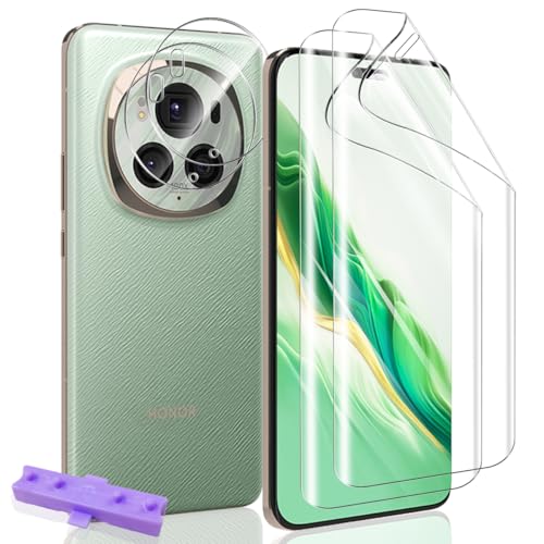 Yiunssy 2+2 Stück Schutzfolie für Honor Magic 6 Pro und Honor Magic 6 Pro Panzer Schutz Glas Kamera, Blasenfreie Weich, Anti- Kratzer, HD Displayschutz, Kamera Schutzglas für Honor Magic 6 Pro von Yiunssy