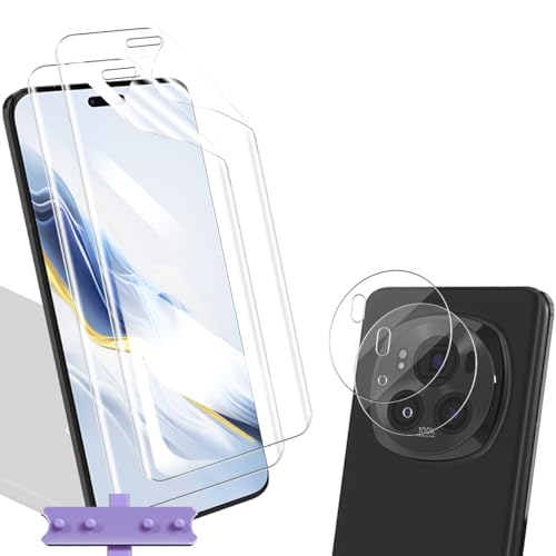 Yiunssy 2+2 Stück Schutzfolie für Honor Magic 6 Pro und Honor Magic 6 Pro Panzer Schutz Glas Kamera,Blasenfreie Weich/Anti- Kratzer/Transparenz HD TPU Displayschutz/schutzfolie für Honor Magic 6 Pro von Yiunssy