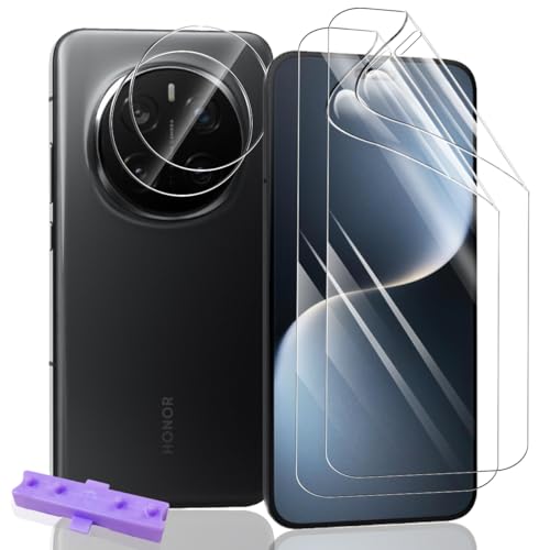 Yiunssy 2+2 Stück Schutzfolie für Honor Magic 7 Pro und Honor Magic 7 Pro Panzer Schutz Glas Kamera, Blasenfreie Weich/Anti- Kratzer/HD Displayschutz/Kamera Schutzglas für Honor Magic 7 Pro von Yiunssy