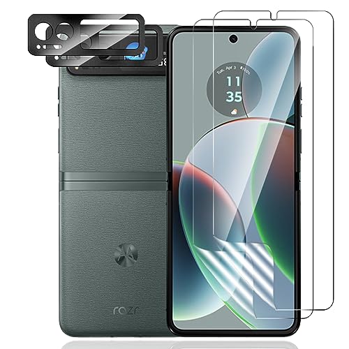 Yiunssy [2+2 Stück Schutzfolie für Motorola Razr 40 + Kamera Schutzfolie für Motorola Razr 40【Anti-Kratzen】 Ultra Dünn Flexibles TPU Displayschutzfolie für Motorola Razr 40 von Yiunssy