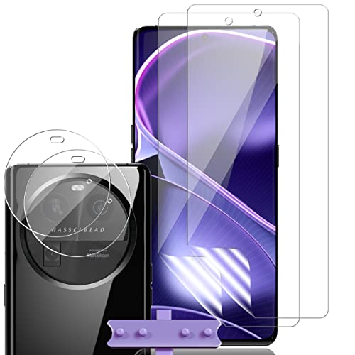 Yiunssy [2+2 Stück Schutzfolie für OPPO Find X6 5G und OPPO Find X6 Kamera Panzer Schutz Glas,Blasenfreie Weich/Anti- Kratzer/HD TPU Displayschutz/Kameraschutz für OPPO Find X6 5G Schutzglas von Yiunssy