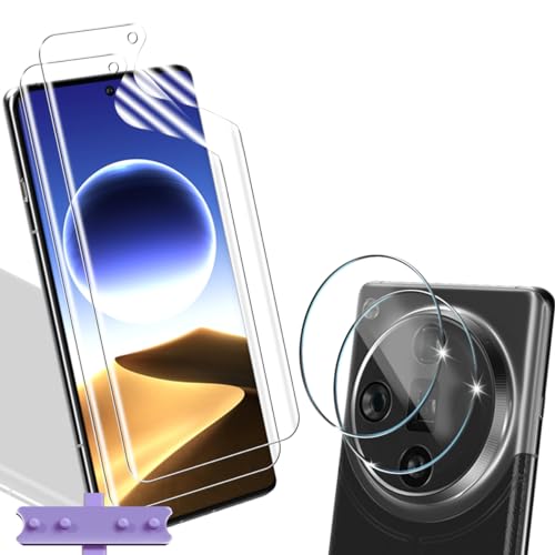 Yiunssy 2+2 Stück Schutzfolie für OPPO Find X7/X7 Ultra Panzerfolie und Kamera Panzer Schutz Glas,Blasenfreie Weich/Anti- Kratzer/HD TPU Displayschutz/Kamera Schutzglas für OPPO Find X7/X7 Ultra von Yiunssy