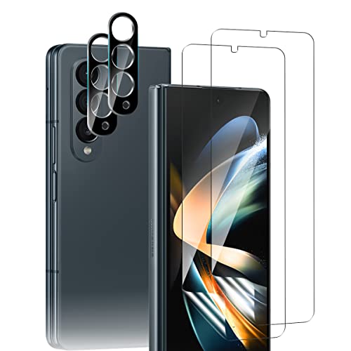 Yiunssy [2+2 Stück Schutzfolie für Samsung Galaxy Z Fold 4 und Galaxy Z Fold 4 Kamera Panzer Schutz glas, Blasenfreie Weich/Anti- Kratzer/HD TPU Displayschutz/Schutzfolie für Galaxy Z Fold 4 von Yiunssy