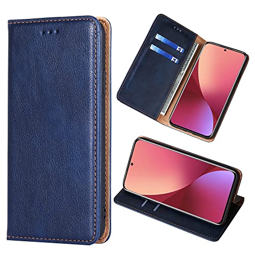 Yiunssy Handyhülle für Xiaomi Mi 12 5G / Mi 12X 5G Hülle Leder,PU Flip Tasche Klapphülle für Xiaomi Mi 12 [Standfunktion/Kartenfächern/Brieftasche] Schutzhülle für Xiaomi Mi 12 5G - Blau von Yiunssy