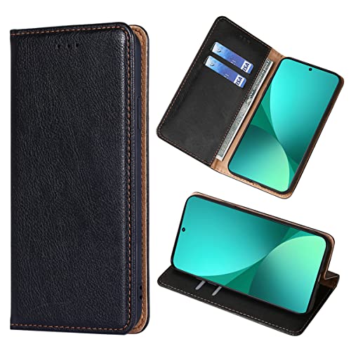 Yiunssy Handyhülle für Xiaomi Mi 12 Pro Hülle Leder,PU Flip Tasche Klapphülle für Mi 12 Pro [Standfunktion/Kartenfächern/Brieftasche] Schutzhülle für Xiaomi Mi 12 Pro - Schwarz von Yiunssy