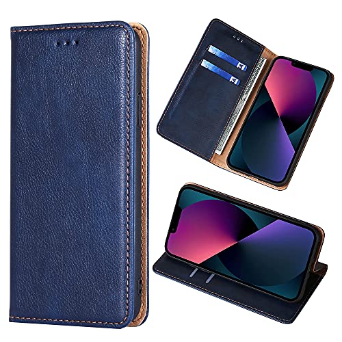 Yiunssy Handyhülle für iPhone 13 Hülle Leder (6.1“),PU Flip Tasche Klapphülle für iPhone 13 [Standfunktion/Kartenfächern/Brieftasche] Schutzhülle für iPhone 13 - Blau von Yiunssy