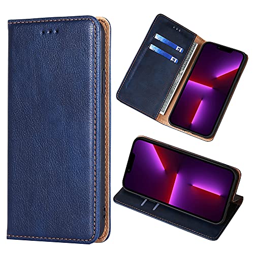 Yiunssy Handyhülle für iPhone 13 Pro Max Hülle Leder (6.7“),PU Flip Tasche Klapphülle für 13 Pro Max [Standfunktion/Kartenfächern/Brieftasche] Schutzhülle für iPhone 13 Pro Max - Blau von Yiunssy