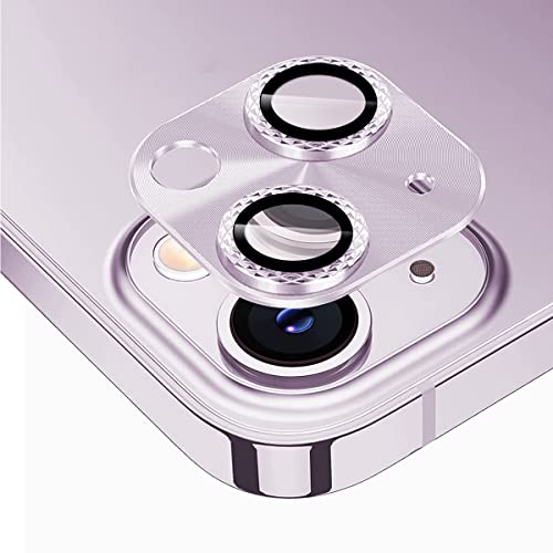 Yiunssy Kamera Schutzfolie für iPhone 14 / iPhone 14 Plus Kameraschutz Glas,[Aluminiumlegierung Objektivschutz/Anti-Kratzen/9H Hartglas] Kamera Schutzglas Linse Displayschutz - Purple von Yiunssy