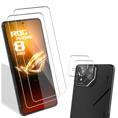 Yiunssy Schutzfolie für ASUS RoG Phone 8: 2+2 Stück HD Klar Displayschutzfolie, Panzerglas für ASUS RoG Phone 8 & Kamera von Yiunssy