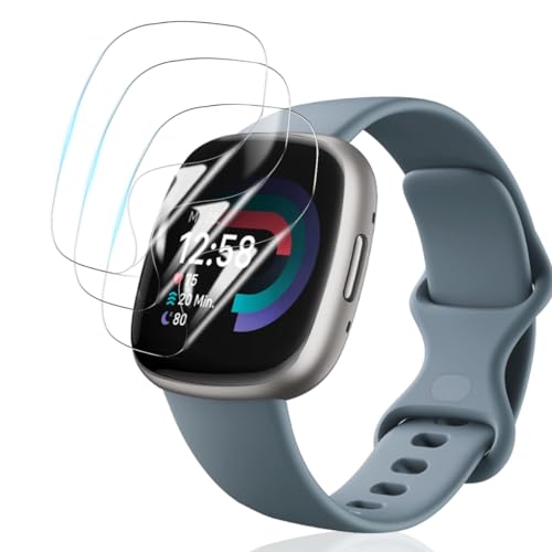 Yiunssy Schutzfolie für Fitbit Versa 4/Versa 3/Fitbit Sense/Sense 2 [Nicht Panzer Schutz Glas] 3 Stück, Anti-Fingerabdruck, HD Displayschutzfolie für Fitbit Versa 4/Versa 3/Fitbit Sense/Sense 2 folie von Yiunssy