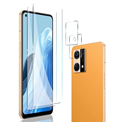 Yiunssy Schutzfolie für Oppo Reno7 4G für Panzer Schutz Glas und Kamera Schutzfolie [2+2 Stück],HD Displayschutzfolie Kameraschutz,Anti-Fingerabdruck,Panzerglasfolie für Oppo Reno7 4G von Yiunssy