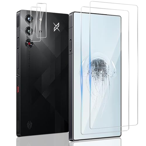 Yiunssy Schutzfolie für Red Magic 10 Pro/Red Magic 10 Pro+ und Panzer Schutz Glas Kamera [2+2 Stück], Anti- Kratzer/9H Härte/HD Klar Displayschutzfolie, Panzerfolie für Red Magic 10 Pro/10 Pro+ von Yiunssy