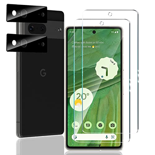 Yiunssy für Google Pixel 7 Panzer Schutz glas Schutzfolie und Pixel 7 Kameraschutz Schwarz [2+2 Stück],9H Härte Kamera Schutzglas,HD Klar Displayschutzfolie,Panzerfolie für Google Pixel 7 von Yiunssy