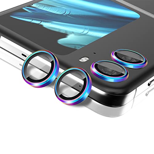Yiunssy für Kameraschutz OPPO Find N2 Flip Kamera Panzer Schutz Glas, Kameraschutz Individuell Metallring Displayschutzfolie 9H Gehärtetem Glas Kugelsichere Anti-Kratzen Kamera Schutzglas -Farbe von Yiunssy