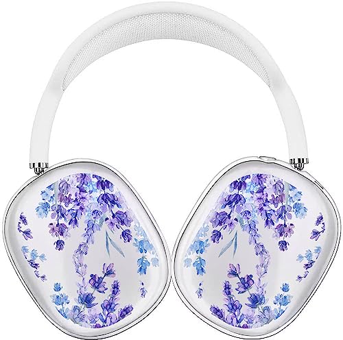 Yivenbarity Kompatibel mit Airpod Max Hülle, niedliches Blumenmuster, Lavendel-Blumenmuster, Airpods Max Hülle, transparente Silikonhülle, kratzfest, stoßfest, Schutz für Airpods Max Kopfhörer von Yivenbarity