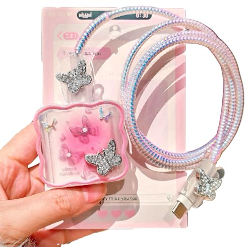Yivenbarity Niedliche Ladehülle für iPhone-Ladegerät, schönes Schmetterlings-Design, weicher Kabelschutz, Ladekabelschutz, Kabel-Ladekabelschutz, Kabelschutz für iPhone 14, 15, 16 Pro Max Yivenbarity Niedliche Ladehülle für iPhone-Ladegerät, schönes Schmetterlings-Design, weicher Kabelschutz, Ladekabelschutz, Kabel-Ladekabelschutz, Kabelschutz für iPhone 14, 15, 16 Pro Max von Yivenbarity