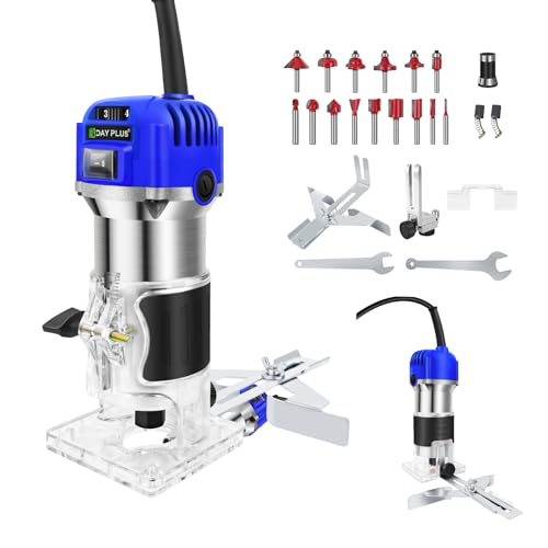 Oberfräse 800W Holzfräse Elektrische, 6-8mm Durchmesser Kantenfräse, 27000 U/min, Electric Holz Einhandfräse Variable Geschwindigkeite. inkl. 15PCS 1/4" Fräsen Cuter Set, für Holzbearbeitung Oberfräse 800W Holzfräse Elektrische, 6-8mm Durchmesser Kantenfräse, 27000 U/min, Electric Holz Einhandfräse Variable Geschwindigkeite. inkl. 15PCS 1/4" Fräsen Cuter Set, für Holzbearbeitung von Yiyai