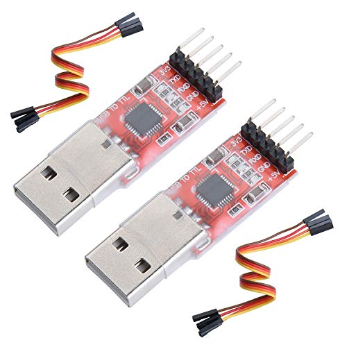Yizhet 2 x USB-UART-Wandler, Serielle Schnittstelle/TTL zu USB 5PIN Stecker Modul für 3,3V und 5V mit Jumper Kabel für Arduino von Yizhet