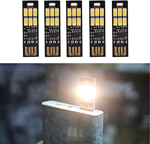 Yizhet 5 Stück USB Led Stick Super Hell 6 Touch Dimmer Tragbar für Laptop Tastatur Weißlicht Beleuchtung (Warm Weiß) von Yizhet