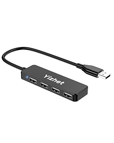 Yizhet USB Hub 2.0 Datenhub 4 Ports USB 2.0 Hub mit 30cm Kabel, USB Splitter 1 zu 3, USB Verteiler Kompatibel mit MacBook, Mac Pro/Air/Mini, Surface Pro, PS4, PC von Yizhet