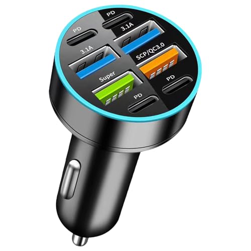 Yjcnelcr Metall-Kfz-Ladeadapter mit Super- und USB-C- und USB-A-Anschluss, reichhaltige Schnittstellen, Schnellladeadapter für 12 V-24 V PKW und LKWs Yjcnelcr Metall-Kfz-Ladeadapter mit Super- und USB-C- und USB-A-Anschluss, reichhaltige Schnittstellen, Schnellladeadapter für 12 V-24 V PKW und LKWs von Yjcnelcr